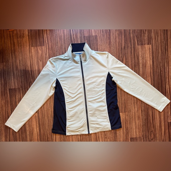 Karen Scott Jackets & Blazers - Karen Scott Sport Zip Up Jacket Women's Medium Green & Navy Blue with Pockets